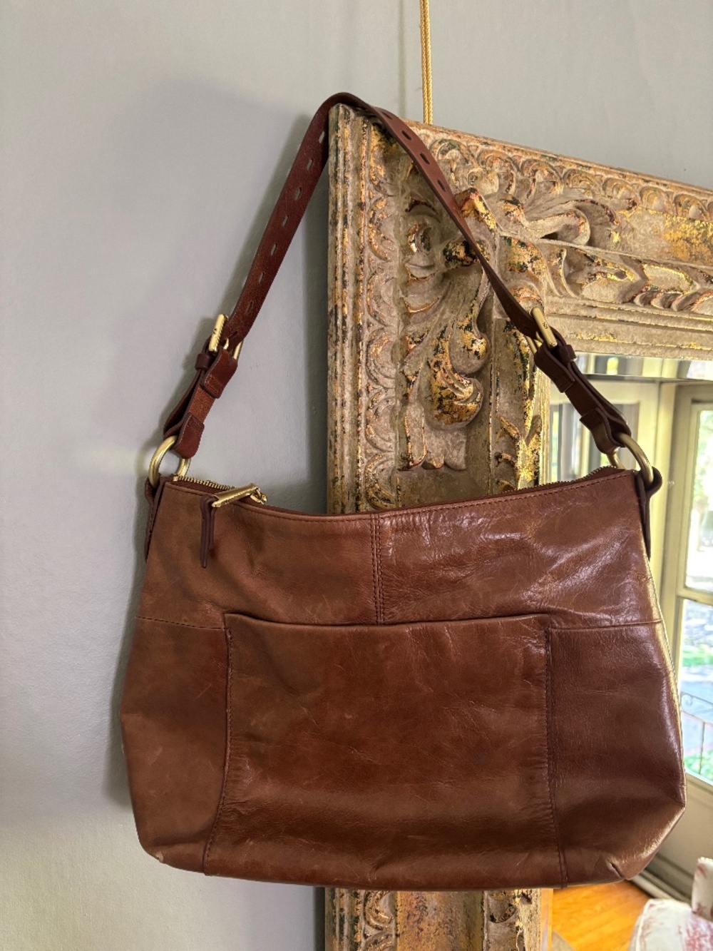Gorgeous Vintage-Inspired Hobo Charlie Leather Shoulder Bag in Rich Brown